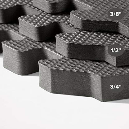 We Sell Mats 1/2 Inch Thickness Multipurpose EVA Foam Floor Tiles, Interlocking Floor Mat for Indoor Gym and Home Use, 24 in x 24 in, Charcoal Gray (24-13M)