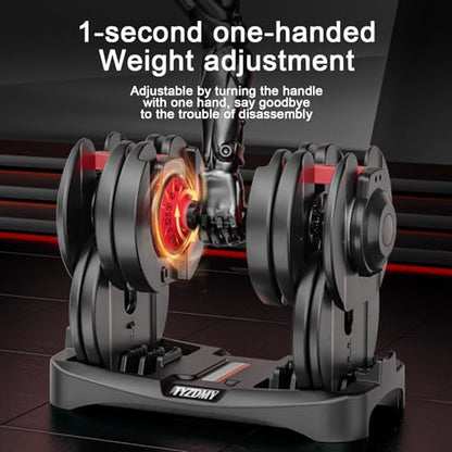TYZDMY Adjustable Dumbbells Set of 2，Free Weights Dumbbells Set，Adjustable Dumbbell Set，52.5 lbs pair 105 lbs，15 in 1，for Men/Women Gym Equipment for Home Strength Training Equipment