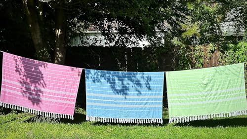 HAVLULAND Turkish Beach Towels, Set of 12, Oversized 72"x40" - Blue - color: Blue, size: 12 Pack