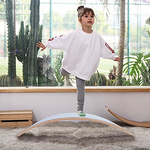 27.5-Inch Wooden Wobble Balance Board - Kid-Friendly Yoga and Body Training Toy