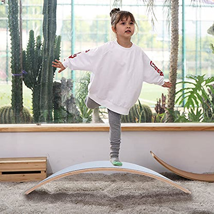 27.5-Inch Wooden Wobble Balance Board - Kid-Friendly Yoga and Body Training Toy