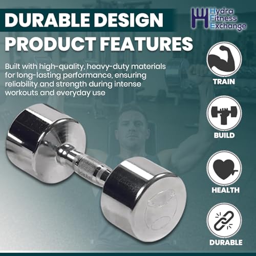 Professional Chrome Dumbbell with Ergo Grip, Heavy-Duty Solid Steel Knurled Handles Hand Weights for Exercise Muscle Toning Home Gym Workout and Training - 2.5 LB - 50 LB Pack of 1, 2 & 4