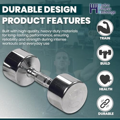 Professional Chrome Dumbbell with Ergo Grip, Heavy-Duty Solid Steel Knurled Handles Hand Weights for Exercise Muscle Toning Home Gym Workout and Training - 2.5 LB - 50 LB Pack of 1, 2 & 4
