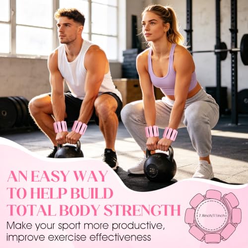 Ankle and Wrist Weights for Women & Men, Adjustable Leg & Arm Weights Set of 2 (1Lbs Each), Weighted Bangles Fits for Yoga, Pilates, Home Gym, Strength Training - color: Pink