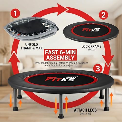 40'' Foldable Fitness Trampoline – Indoor & Outdoor Rebounder with Safety Pad, Includes Interactive Fitness Game for Body & Mind, Supports Up to 400lbs
