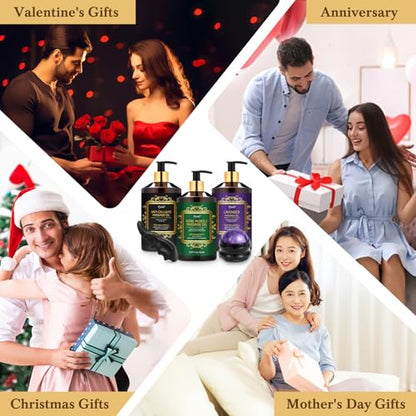 3 Pack Massage Oil for Massage Therapy, Lavender Oil for Relaxation, Sore Muscle Arnica Oil & Cellulite Massage Oil, with Massage Roller Ball & Thumb Saver Tool, Massage Kit for Him Her
