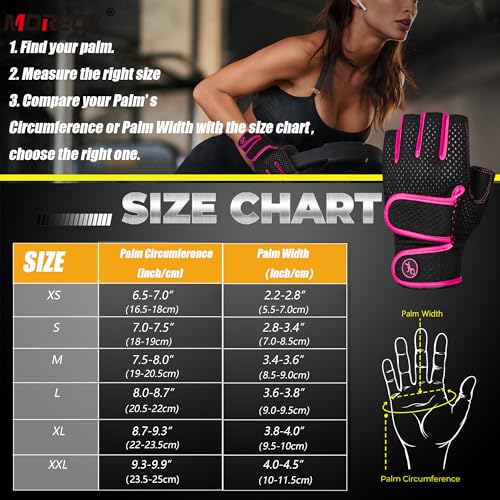 Workout Gloves Padded Weight Lifting Gloves for Men/Women, [3MM Gel] Fingerless Grip Gym Gloves Fitness Gloves for Exercise,Hanging,Weightlifting, Cycling, Pull ups, Rowing