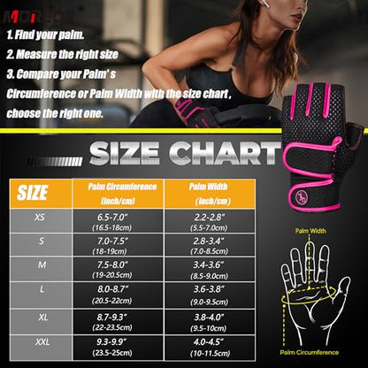 Workout Gloves Padded Weight Lifting Gloves for Men/Women, [3MM Gel] Fingerless Grip Gym Gloves Fitness Gloves for Exercise,Hanging,Weightlifting, Cycling, Pull ups, Rowing