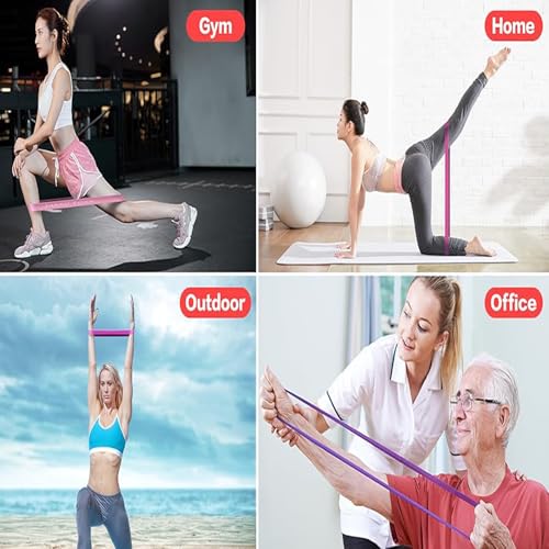 Resistance Bands Legs Hip Stretching Workout Elastic Rubber Loop with Exercise Fitness Guidance Men Women Yoga Pilates Gear Come with Carry Bag