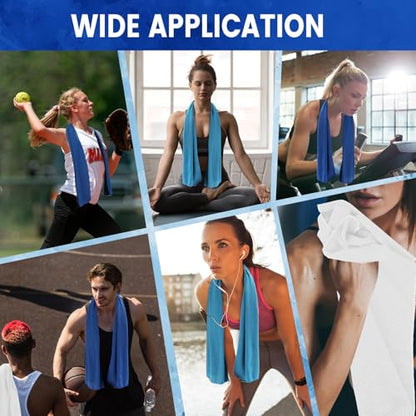 150 Pack Cooling Towels Bulk 40 x 12 Inch Large Chilly Breathable Sweat Sports Cold Towels Sublimation Microfiber Ice Neck Rag for Hot Weather Workout Gym Team Gift (Dark Blue,Light Blue,White) - color: Dark Blue,light Blue,white