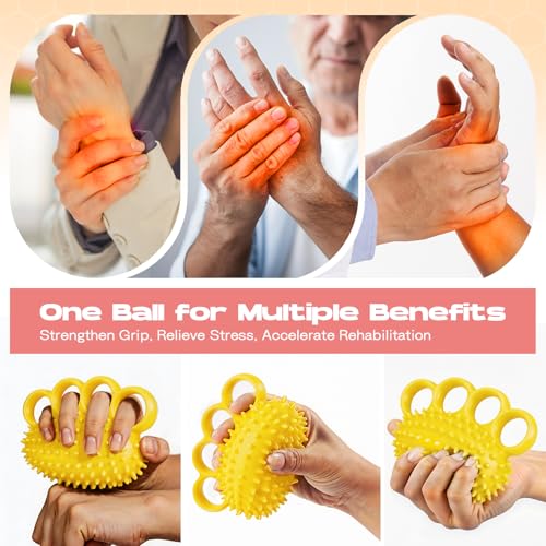 Hand Exercise Ball, Finger Therapy Ball, Grip Strengthener for Adults - Stress Relief, Massage Ball, Resistance Training for Wrist Flexibility, Hand Strengthening, Anxiety Relief