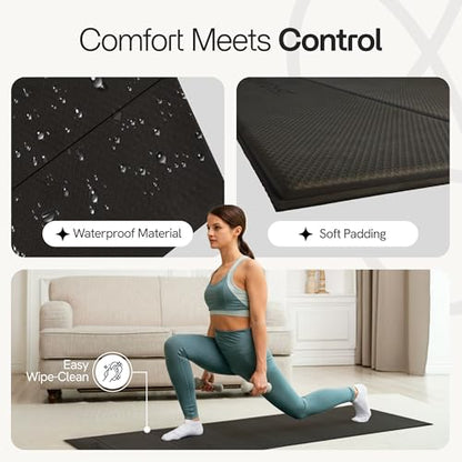 Folding Yoga Mat, TPE Folding Yoga Mat, Foldable Exercise Mat for Yoga, Pilates, Floor Workouts, Compact Design, Travel Friendly, Ideal for Home & Gym, Knee pad, Kneeling pad, No Roll Mat