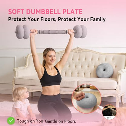 4‑in‑1 Adjustable Weights Set, Dumbbell Barbell & Kettlebell for Home Gym - color: Grey-35 LB