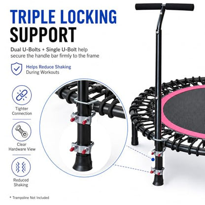 Trampoline Handle Bar Rebounder Handle Bar for Most Brands Mini Fitness Trampolines Fits Foot Tubes up to 0.98IN~1.26IN Diameter (Trampoline not Included) Non-Slip Comfortable Handles
