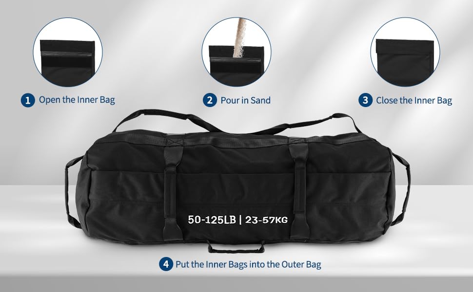 Adjustable Heavy-Duty Sandbag Set for Strength Training & Yoga – Durable Multi-Handle Fitness Equipment – Versatile Full-Body Workout – Includes Unfilled Inner Bag