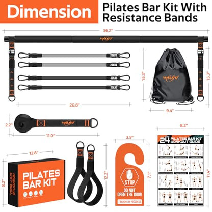 Pilates Bar Kit with Resistance Bands, Workout Equipment for Legs, Hip, Abs - size: 20,30LB