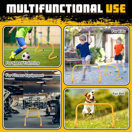 Gemscream 12 Pcs 12 Inch Agility Hurdles Training Equipment Agility Hurdles and Marker Cone Set Disc Cones Speed and Training Obstacle for Athletes Sports Soccer Football Tennis Basketball