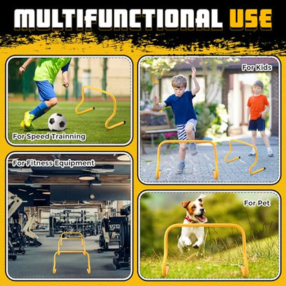 Gemscream 12 Pcs 12 Inch Agility Hurdles Training Equipment Agility Hurdles and Marker Cone Set Disc Cones Speed and Training Obstacle for Athletes Sports Soccer Football Tennis Basketball