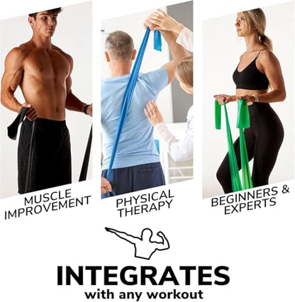 Resistance Bands for Working Out | 7Ft Long Resistance Bands |Super Exercise Bands with Carry Pouch and Door Anchor I Latex Free Workout Bands Including an Exclusive Workout App and E-Book