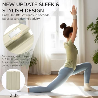 Ankle Weights and Wrist Weights for Women & Men - Adjustable Ultra-Thin Magnetic Design, Skin-Friendly Silicone with Steel Blocks for Yoga, Pilates, Swimming,Gym, Arm & Leg Weights Set of 2 - size: 2 lb