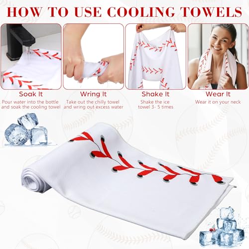 12 Pcs Cooling Towel with Mesh Storage Bag and D Ring Hook, 40" x 12" Soft Breathable Chilly Microfiber Sport Towels for Yoga Running Gym Workout Sport Party Favors Team Gift (Baseball) - style: Baseball