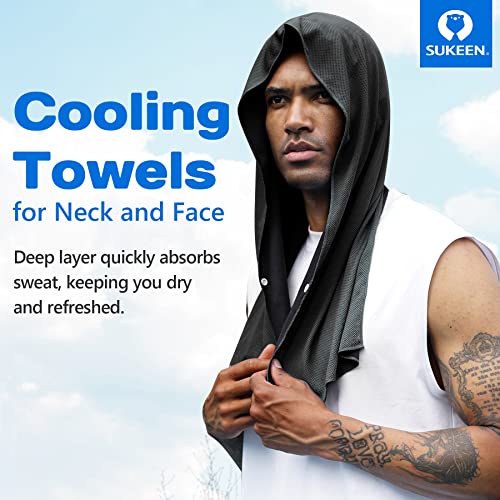 Sukeen Cooling Hoodie Towel for Men, Cooling Towels for Neck and Face, Cools When Wet Cooling Neck Wraps, Sport Workout Camping Cycling Cool Towel for Hot Weather