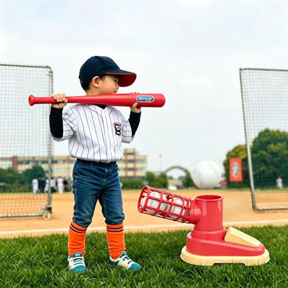 Kids Sports Baseball Toy Set,Trainer Hitting,Tee Popper Batting Training,Indoor/Outdoor,Durable Nylon Strength,Hitting Tee Popper Perfect Swings Tballs Training Equipment with 6 Balls