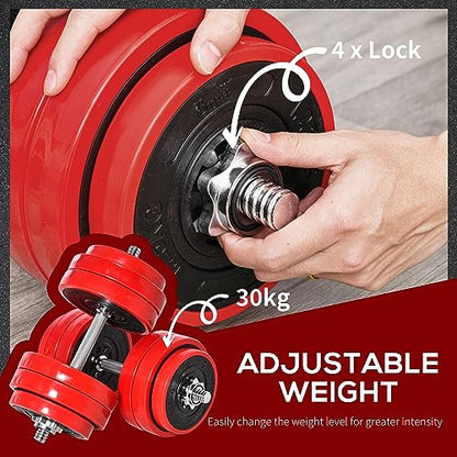 Soozier Adjustable Dumbbell Set, Convertible to Barbell Weight Set for Home Gym Women and Men Weight Lifting Training.