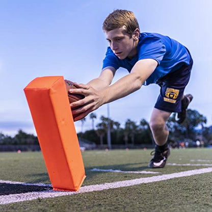 GoSports Football End Zone Pylons - Set of 4, Regulation 18 Inch x 4 Inch Sand Weighted Anchorless Football Field Markers
