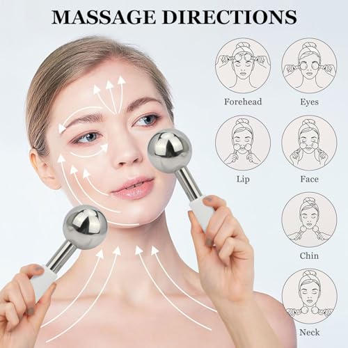 Ice Globes for Face & Eyes - Unbreakless Stainless Steel Cryo Sticks Facial Massage Tools Cold Therapy Cooling Globes to Reduce Puffiness, Wrinkles, Dark Circles Spa & Esthetician Supplies