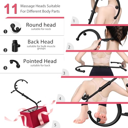 Back Massager for Pain Relief Deep Tissue - Massage Trigger Point Cane,Massage Stick for Pain Relief,Muscle Release Tool Self Massage Hook Cane for Women & Men(Black)
