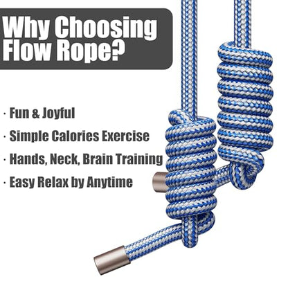 Flow Rope Exercise Jump Rope – 1.5lb Weighted Flow Jump Rope for Cardio, Boxing, HIIT & Upper Body Fitness – Adjustable Double Woven Workout Rope for Men, Beginners – Indoor & Outdoor Use