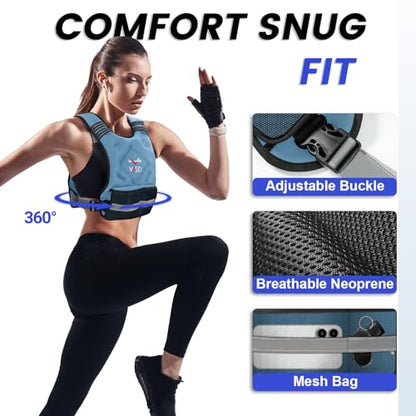 Adjustable Weighted Vest for Women Men 4-10lb/11-20lb/20-32lb Vest with 6 Ironsand Weights Body Weight Vest with Reflective Strip for Running Walking Strength Training Workouts