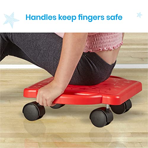 hand2mind Blue Indoor Scooter Board with Handles, Sit Down Floor Scooter, Gym Activities for Kids, Indoor Sport Recess Games, Physical Education Equipment, Gross Motor Toys