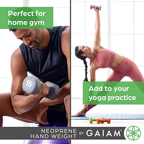 Gaiam Dumbbell Hand Weight (Sold in Singles) - Neoprene Coated Exercise & Fitness Dumbbell for Home Gym Workouts and Strength Training - Free Weights for Women and Men
