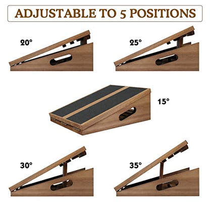 Slant Board for Calf Stretching, Adjustable Wooden Calf Stretcher Incline Board, Wedge Stretcher for Squats, Professional Stretch Board for Knees Ankle Heel Feet Leg