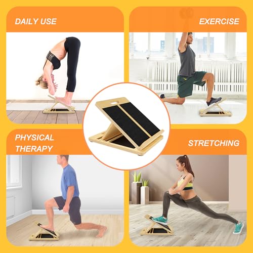 MUCITAGF Professional Wooden Portable Slant Board, Calf Stretch Board