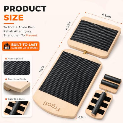 Balance Board for Ankle Strengthening & Physical Therapy - Adjustable Single Leg Board for Recovery from Sprains, Plantar Fasciitis | Stability Trainer with Video Guide and Carry Bag