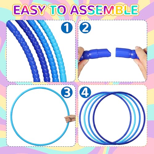 Syhood 12 Pcs Hoops for Kids Plastic, Gradient Blue - color: Gradient Blue