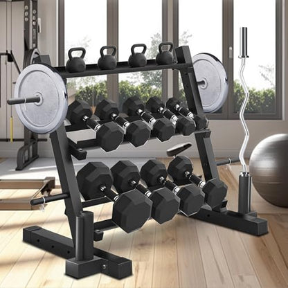 Dumbbell Rack Stand Only, 3‑Tier Adjustable Weight Rack for Home Gym | 1200LBS Multilevel Organizer for Dumbbells, Weight Plates & Kettlebells, Heavy‑Duty Home Gym Fitness Storage