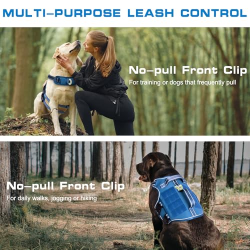 Dog Harness for Large Dogs Heavy Duty, No Pull Tactical Dog Harness with Molle System, Easy On and Off Service Dog Vest, Breathable Padded, Adjustable Reflective Pet Vest for Walking Hiking Training