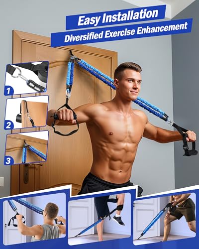 Upgraded Pilates Bar Kit with Resistance Bands Natural Latex for Women & Men, Heavy-Duty Stainless Steel Multifunctional Yoga Pilates Stick for Home Gym Exercise Fitness Equipment Full-Body Workouts