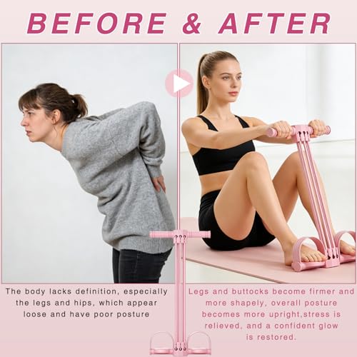 Pedal Resistance Bands with Handles, Upgrade 6-Tube Natural Rubber Foot Pedal Resistance Band for Multifunction Stretching Workout, Abdomen Waist Arms Legs Training - color: Purple