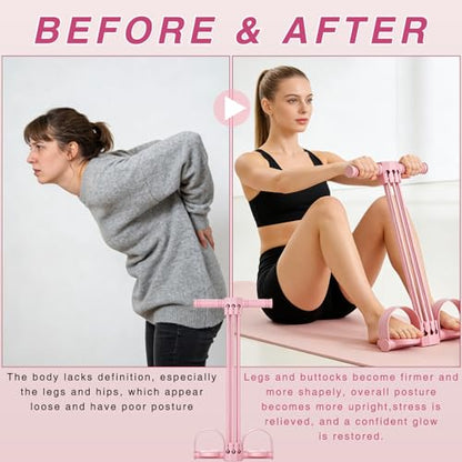 Pedal Resistance Bands with Handles, Upgrade 6-Tube Natural Rubber Foot Pedal Resistance Band for Multifunction Stretching Workout, Abdomen Waist Arms Legs Training - color: Purple