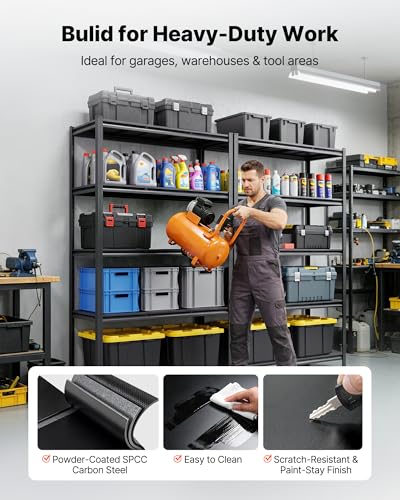 VEVOR Garage Shelving, 5-Tier Adjustable Storage Shelves, 3000 lbs Heavy Duty Garage Shelves, Metal Utility Rack Shelf for Garage Workshop Warehouse Basement, 59.49" W x 20.55" D x 71.38" H - size: 20" D x 59" W x 71.4"