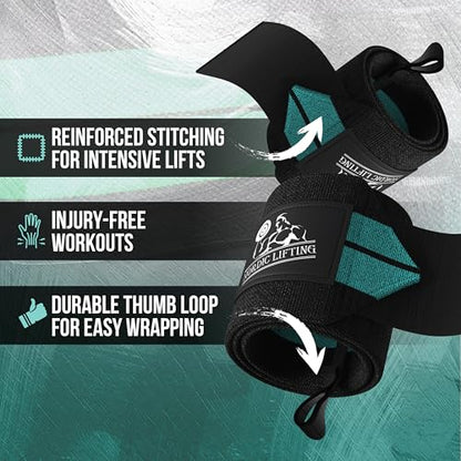 Wrist Wraps (1 Pair/2 Wraps) – Lifting Wrist Wraps with Thumb Loop for Weightlifting, Powerlifting & CrossFit – Durable Wrist Support Straps for Men & Women – Gym Essentials for Heavy Lifts