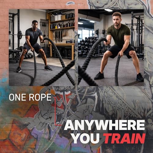 SPRI Battle Rope - Weighted Rope for Strength Training, Working Out, and High-Intensity Workouts for Building Stamina and Endurance - Durable Conditioning Rope - 18ft Long with 1.5" Thickness