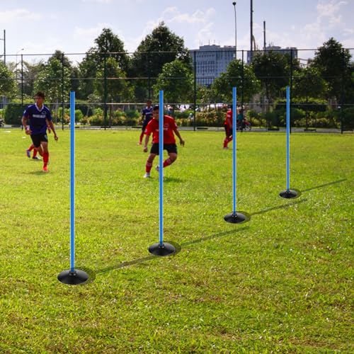 Blue Soccer Agility Poles Set Detachable Sports Trainning Speed Pole Slalom Poles with Rubber Base Sport Traning Equipment