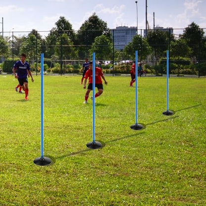 Blue Soccer Agility Poles Set Detachable Sports Trainning Speed Pole Slalom Poles with Rubber Base Sport Traning Equipment