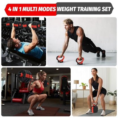 Adjustable Dumbbells, 44/66/88Lbs Free Weight Set with Connector, 4 In1 Weight Dumbbell Set Used As Kettlebells, Barbell, Push Up Stand, Fitness Exercise for Home Gym Suitable Men/Women